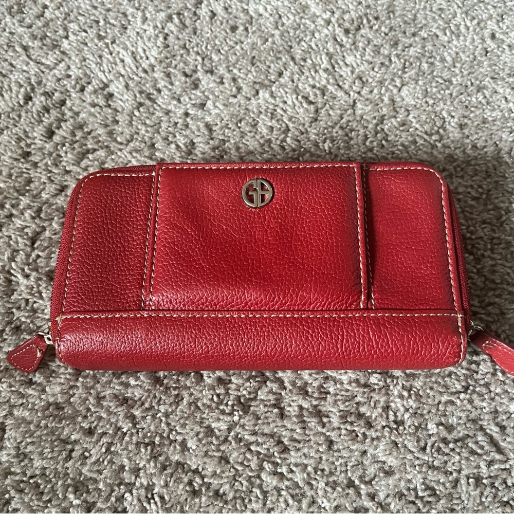 Vintage Women's Red Leather Wallet GB Gianni Bernina